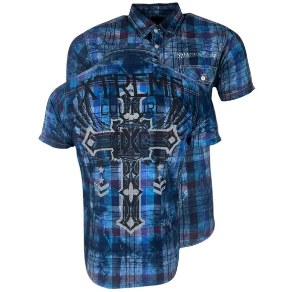 Xtreme Couture by Affliction Men's Button Down Shirt Faith & Trust S-2XL - Picture 3 of 8